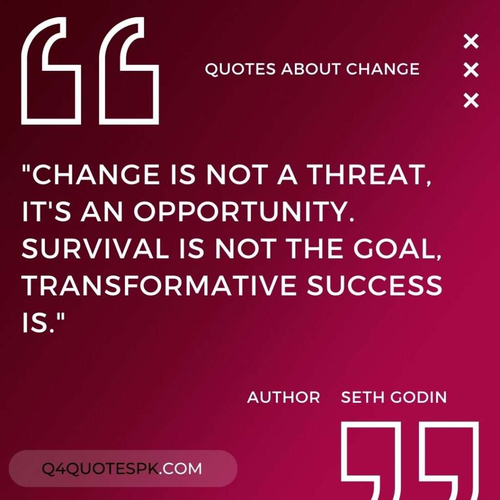 "Change is not a threat, it's an opportunity. Survival is not the goal, transformative success is." Seth Godin