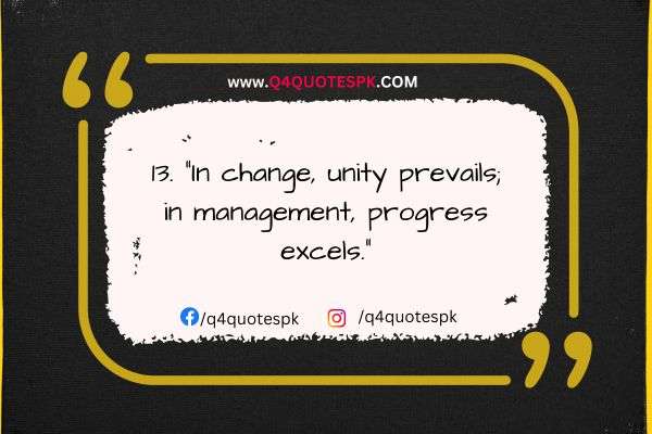 In change, unity prevails; in management, progress excels